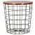 Round table with storage basket, MDF, metal base, black and brown, 30,5/39x40 cm, Springos 75163200