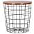 Black metal wire basket coffee table with wooden top, Springos