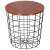 Black metal wire basket coffee table with wooden top, Springos