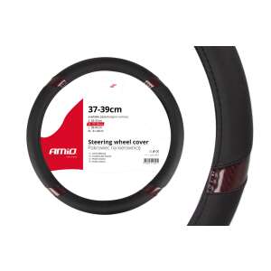Husa pentru volan Amio, negru cu inserții maro, diametru 37-39 cm - Huse de volan auto
