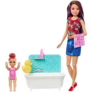 Barbie Skipper Babysitters Inc. doll set with a baby doll, bathtub and accessories - Mattel