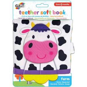 GALT Teether Soft Book Farm - Cow, Pig, Sheep, Duck, Dog, Cat - Baby Teether Book - Soft Book for Babies - Teething Toy - Sensory Book - Educational Toy - Galt