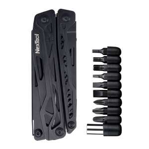 BlackKnight Nextool NE20151 multitool with 10 bit set, black - NexTool
