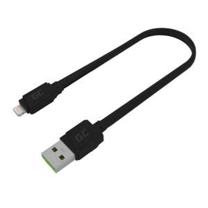 Cablu USB Lightning Green Cell GCmatte, 25cm, încărcare rapidă iPhone/iPad - Cabluri de date
