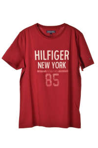 Tommy Hilfiger men's red t-shirt with Hilfiger New York logo print - Tommy Hilfiger