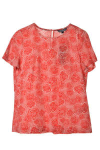 Tommy Hilfiger women's red and white floral print short sleeve blouse - Tommy Hilfiger