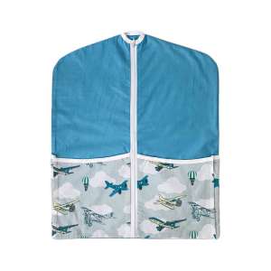 Kék és fehér óvoda zsák repülő mintával, tökéletes iskolai kellékek és játékok tárolására - Ovis zsák