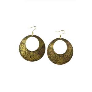 Cercei cu cerc aurii cu flori - Bijuterii pentru femei