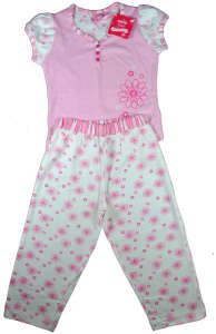 Pink and white flower print short sleeve pajamas for girls - Babies & Toddler