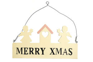 Angyalkás- házikós karácsonyi ajtódísz 31415547 