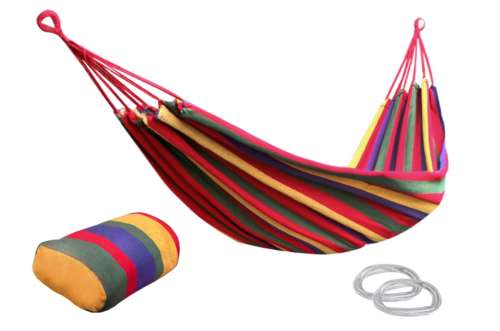 ZLT kétszemélyes Függőágy 160x220 cm+ ajándék tárolózsák #piros-sárga