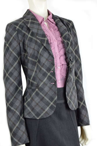 Női Kockás Blézer - Szürke-Fekete