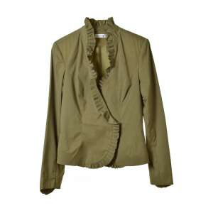 Sacou Benetton pentru femei, în culoarea maro, cu guler și manșete cu volane - Îmbrăcăminte pentru femei