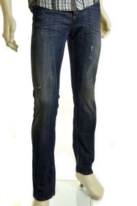 Benetton férfi farmernadrág, kék, szakadt, slim fit - Férfiaknak