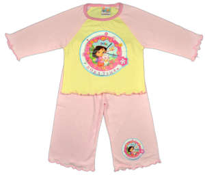 Hosszú ujjú lány Pizsama - Dóra, a felfedező #sárga-rózsaszín 31418325 Gyerek pizsama, hálóing - Kétrészes pizsama