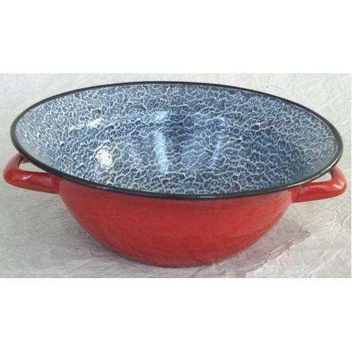 Bonyhádi EMA-LION 34 cm-es zománcozott tál fogantyúkkal, piros