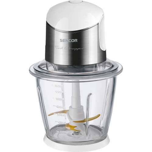Sencor SCB 6150SS Food Chopper, weiß und Edelstahl, mit Glasbehälter und Klingen