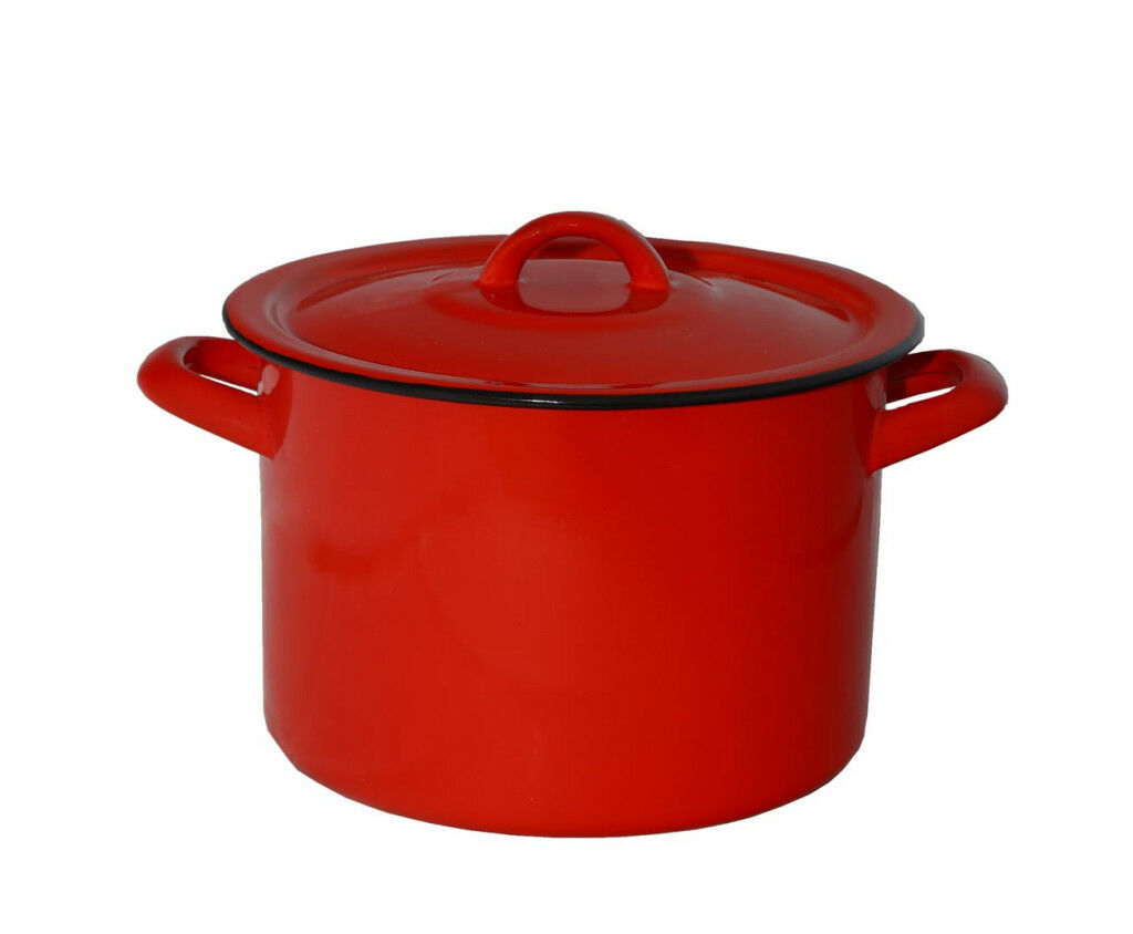 Bonyhádi Zománcozott Fazék - Piros - 20 cm