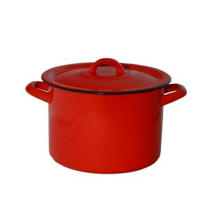 Bonyhádi Zománcozott Fazék - Piros - 20 cm