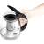 Lamart glass teapot with stainless steel infuser and black handle, open lid