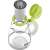 Lamart LT7028 1.5L glass teapot with green lid and stainless steel infuser, disassembled