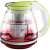 Lamart LT7028 1.5L glass teapot with green lid and stainless steel infuser, filled with red tea