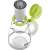 Lamart LT7028 1.5L glass teapot with green lid and stainless steel infuser, disassembled