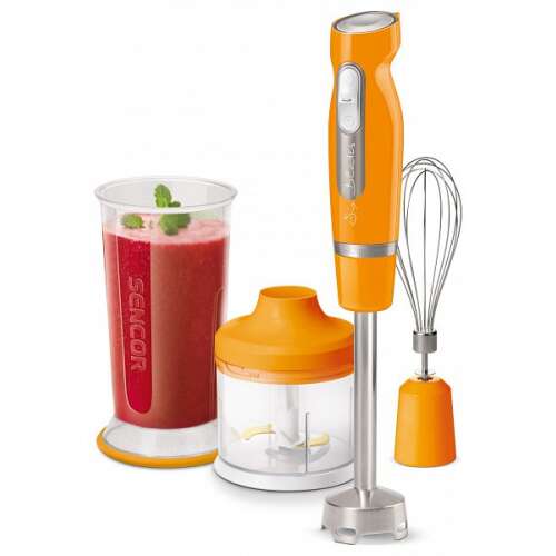 Sencor SHB 4463OR Hand Blender Set, orange and grey, with blender, chopper, and whisk
