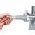 Bosch MFW66020 ProPower electric meat grinder, white, close-up of sausage stuffing attachment