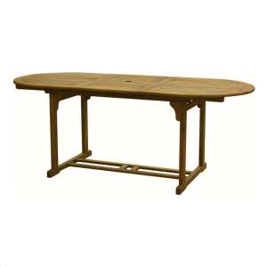 Fieldmann extendable oval garden table, brown, showing the table in its extended position - Garden Table