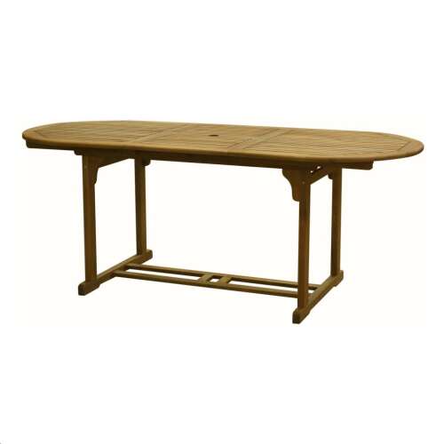 Fieldmann extendable oval garden table, brown, showing the table in its extended position