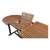 Fieldmann extendable oval garden table, brown, showing the extension mechanism