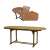 Fieldmann extendable oval garden table, brown, showing the extension mechanism