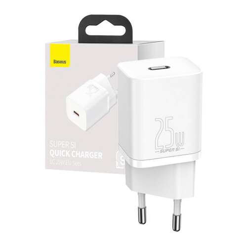 Baseus Super Si 25W Quick Charger, white, EU plug, USB-C