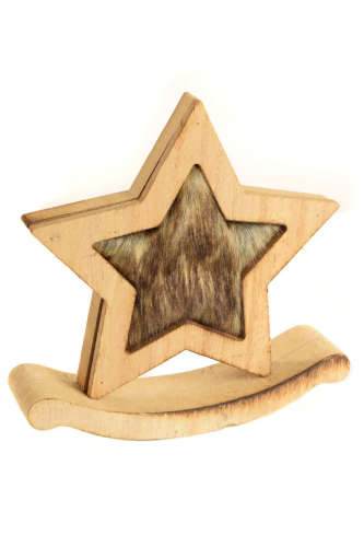 Wooden rocking star Christmas decoration, 20 cm tall