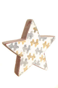 Ornament stea ceramică de 16 cm cu finisaj strălucitor și design cu model - Nonbrand Decorațiuni de Crăciun