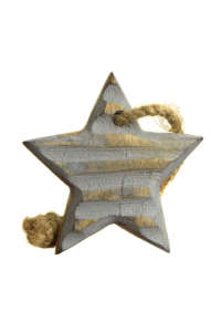 Gray wooden star with twine, 17 cm - Nonbrand Christmas tree ornament