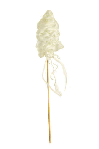 White Christmas tree decoration on a stick