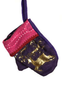 Ciorap de Crăciun violet cu design de ren auriu - Nonbrand Decorațiuni de Crăciun