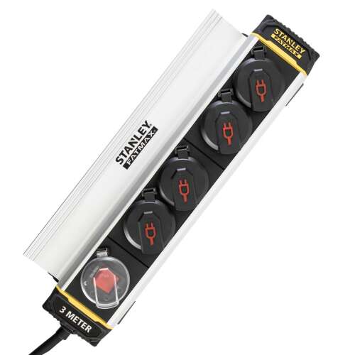 Stanley FatMax 4-way power strip with 3 meter cable, IP44 protection