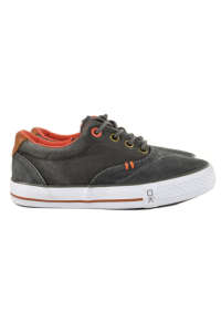 Okaidi boys' dark gray canvas sneakers with orange accents - Babies & Toddler