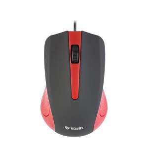 Káblová myš YENKEE YMS 1015RD, červená a čierna, pohľad spredu - Myši