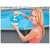 Woman adding chlorine tablet to Intex floating chemical dispenser for pools