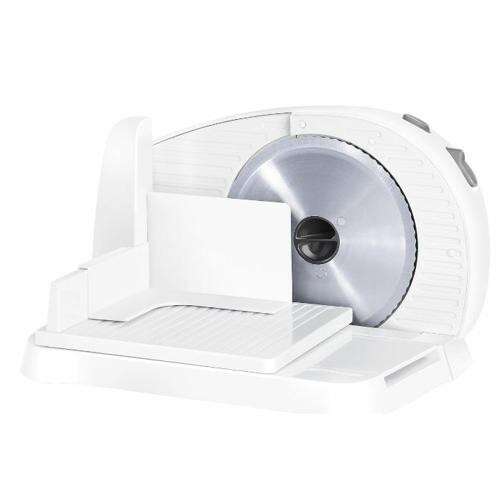 Sencor SFS 1000WH electric food slicer, white, angled view