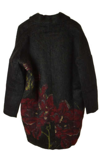Desigual fekete, virágmintás, elegáns női kabát – 40 31436556