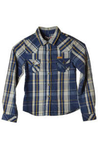 Boboli lányoknak kék és sárga kockás hosszú ujjú ing - Boboli