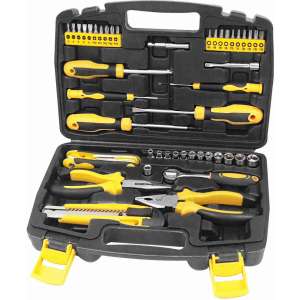 Fieldmann FDG 5015-51R 51 piece tool kit, open case, showing screwdrivers, pliers, and other tools - Tool Set