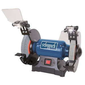 Scheppach SM 200 L Doppelschleifmaschine, 200 mm Schleifscheiben, 500 W, 2850 U/min, K36/K60 Körnung, mit Schutzhauben und LED-Leuchten - Schleifmaschinen
