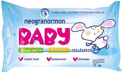 Neogranormon Baby vlhčené obrúsky s výťažkom z aloe vera a harmančeka, 55 kusov