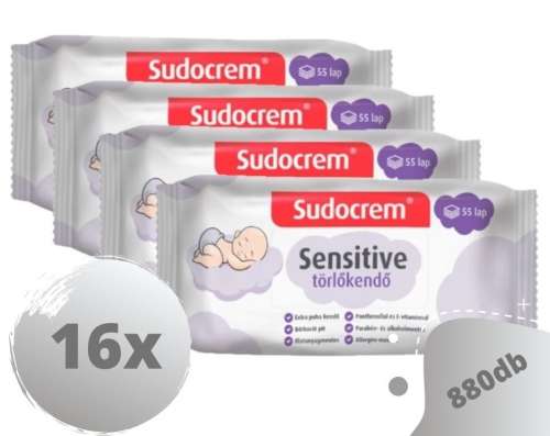 Sudocrem Sensitive Törlőkendő 16x55db